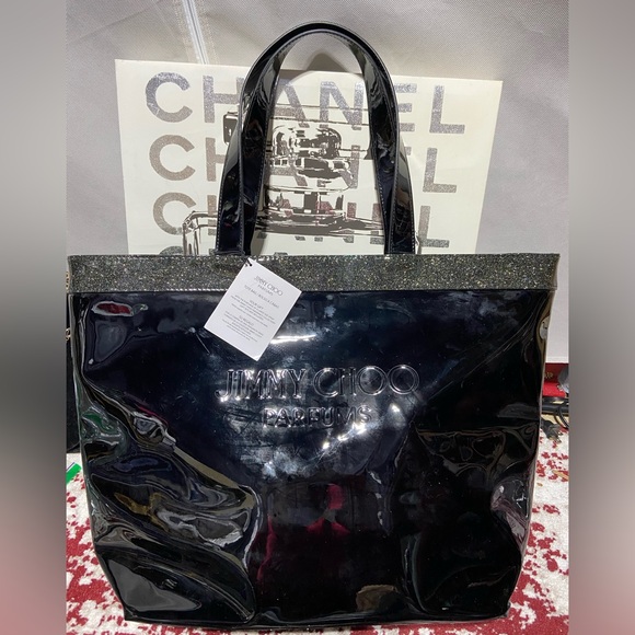 Jimmy Choo Parfumes Tote Bag Black Patent Leather - Picture 1 of 11